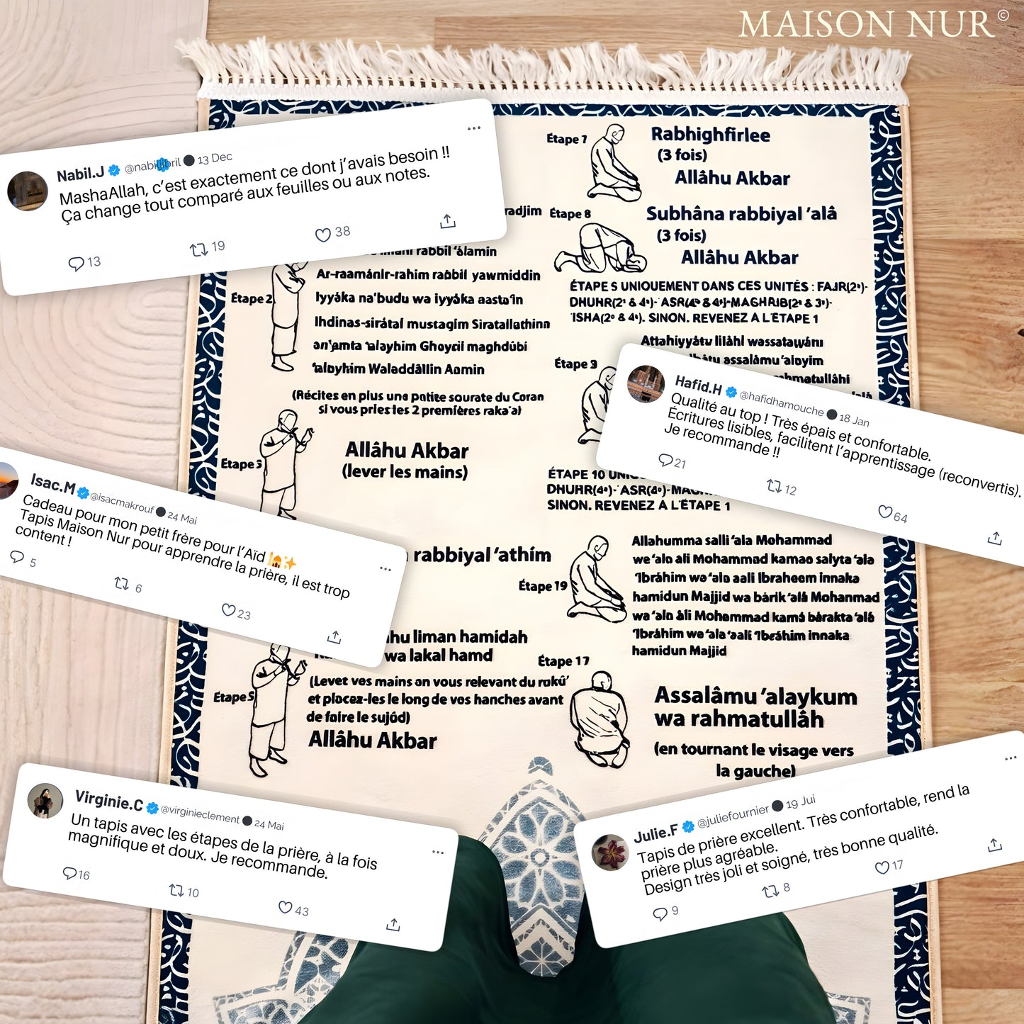Tapis d'apprentissage avec guide illustré intégré | Maison Nur