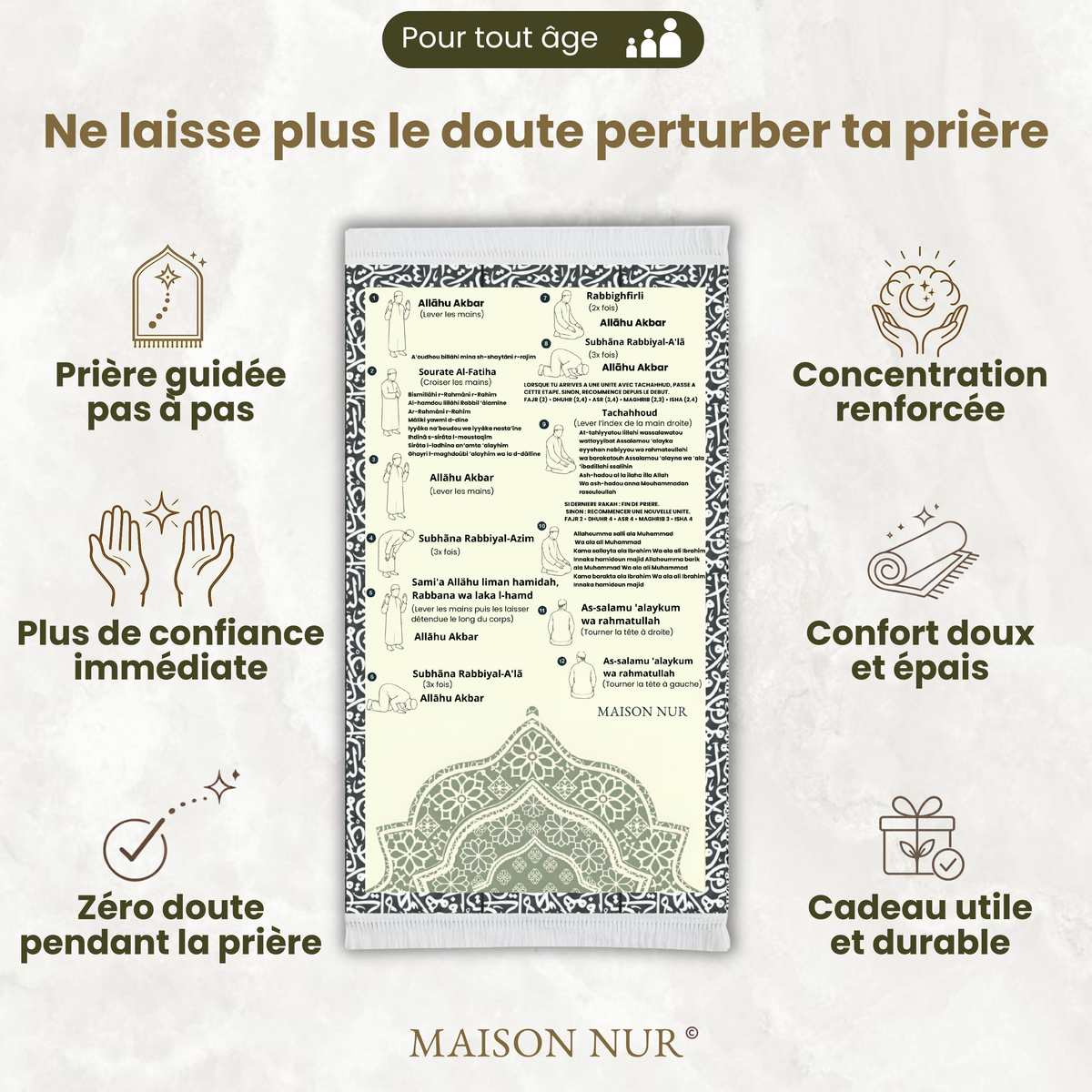 Tapis d'apprentissage avec guide illustré intégré | Maison Nur