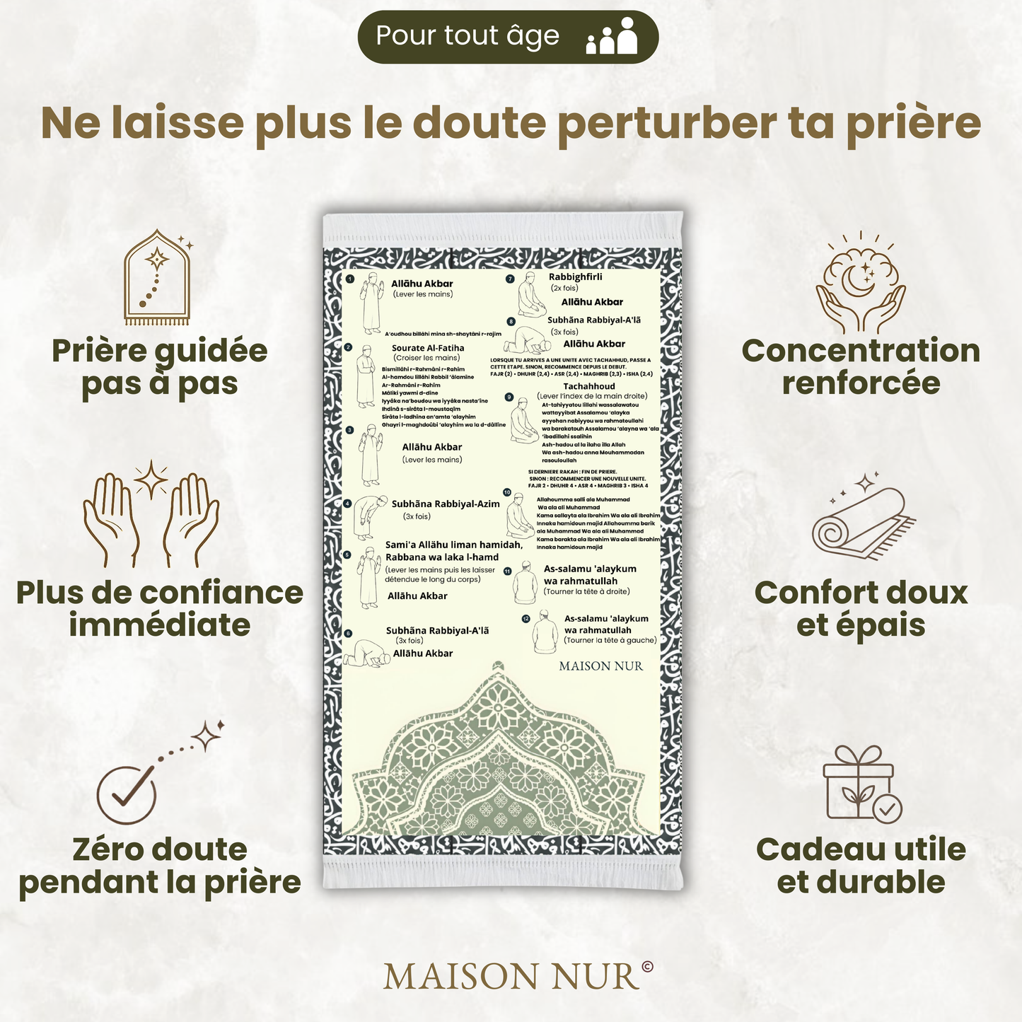Tapis d'apprentissage avec guide illustré intégré | Maison Nur